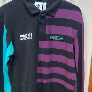 Adidas Kids Purple and Black Striped Polo